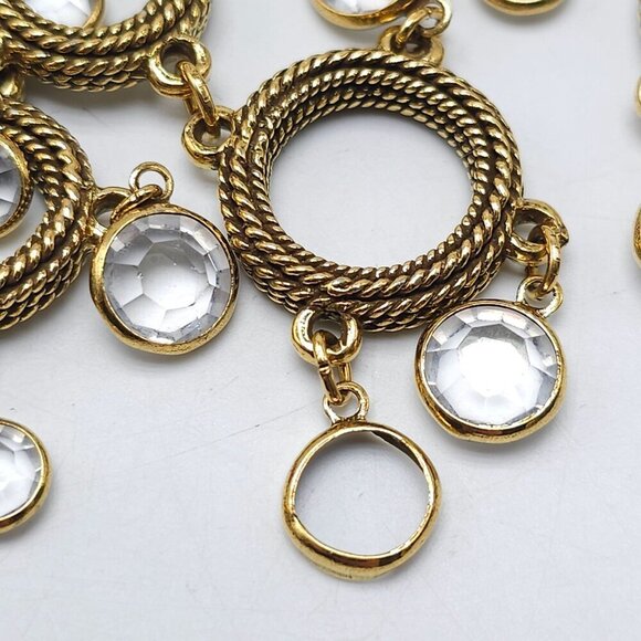 SHOW STOPPER VINTAGE GOLDETTE CLEAR GLASS CRYSTAL FESTOON BIB COLLAR NECKLACE - Picture 7 of 8